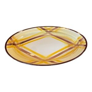 VTG Vernonware Organdie Oval Serving Platter Plaid MCM California Pottery 12.5"
